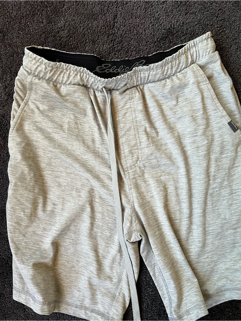 Eddie Bauer Men's Heather Light Gray Drawstring Shorts
